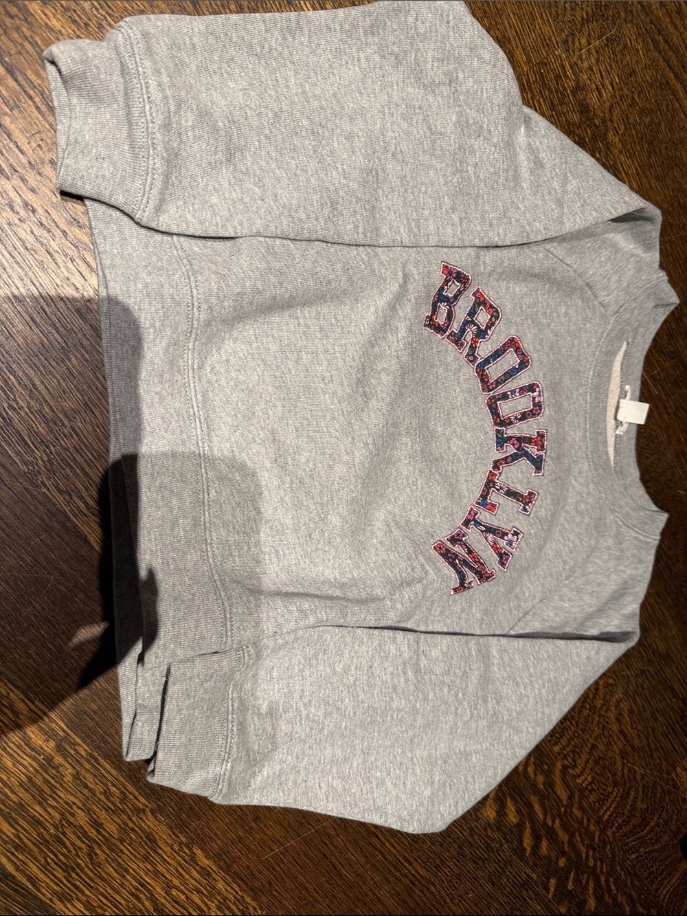 Crewcuts Gray 'Brooklyn' Sweatshirt with Red & Blue Appliqué